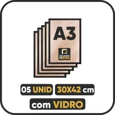 Kit 5 Quadros Molduras 30x42 Ou 42x30 Cm Com Vidro A3