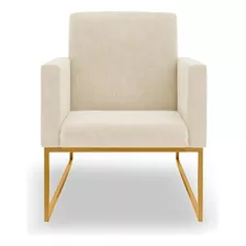 Poltrona Decoração/recepção 1 Lugar - Base Ferro Dourado