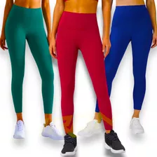 Kit 3 Calças Legging Básicas Coloridas Leg Academia Fitnes