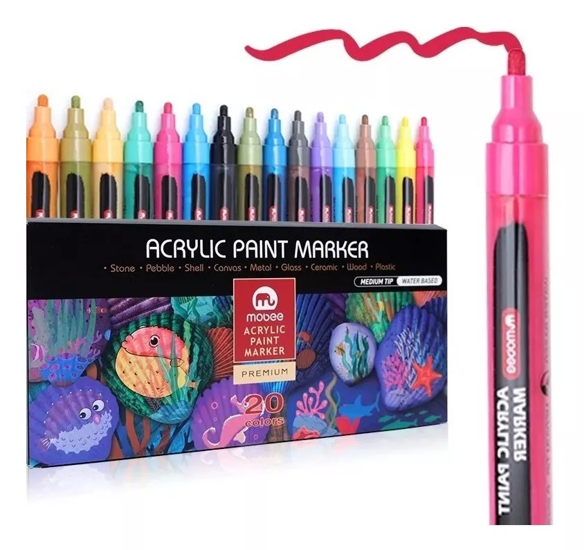Lápices Acrílicos Marcadores 20 Colores Acrylic Paint Marker