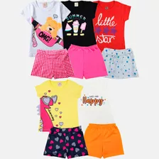 Kit 10peças Infantil Feminina Atacado 5 Blusas 5 Shorts Saia