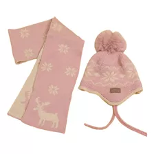 Conjunto De Gorro Navideño Y Bufanda Para Niños Con Diseño D