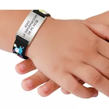 Pulsera Identificación Para Niños Personalizada Con Grabado