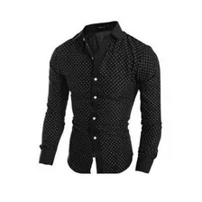 Camisa Slim Masculina Poá Premium 4% Lycra Parcela S/ Juros