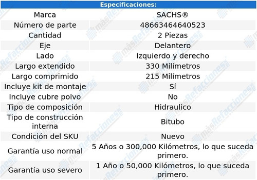 Kit 2 Amortiguadores Del Sachs Vega Rwd L4 2.3l 72 Al 77 Foto 2