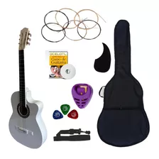 Guitarra Acústica Curva Ocelotl Paquete Básico De Accesorios Color Blanco Orientación De La Mano Derecha