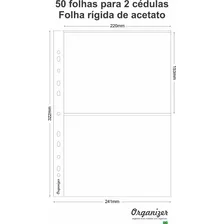 50 Folha P/ Cedulas 2 Div. Transparente Rigida Sem Tarja