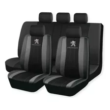 Funda Tela Combinado Ecocuero Negro Logo Peugeot Bordado