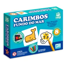 Brinquedo Educativo Carimbos Fundo Do Mar Com Giz De Cera Cor Da Tinta Azul