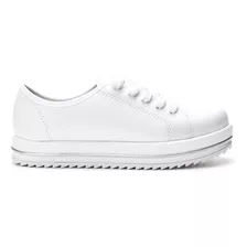 Zapatilla De Cuero Blanca Con Plataforma Mujer Beira Rio