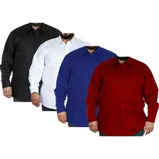 Kit Com 4 - Camisa Social Masculina Extra Grande Plus Size