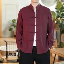 Camisa De Kungfu Tang Suit Camisa De Quimono Hanfu Solid Mas