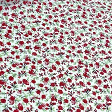 Tecido Tricoline Estampado Floral Vermelho 1m X 1,5m 