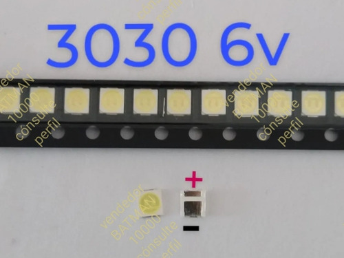 100 Leds Smd Backlight Pantallas 3030 6v Blanco Frio