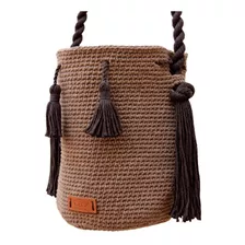 Bolsa Saco Feminina Artesanal De Crochê Terra