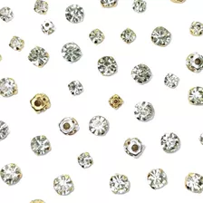 200 Strass De Costura 6mm E 8mm Cristal Prata E Dourado