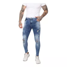 Calça Jeans Masculina Rasgada Destroyed Marmorizada Premium