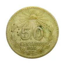 Moneda 50 Centavos 1925 Resplandor Plata 0.720 Fecha Clave