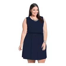 Vestido Feminino Com Elástico Na Cintura Plus Size S Manga 