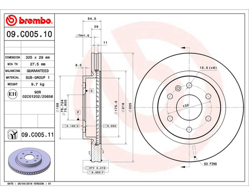 1- Disco Ventilado Delantero Izq/der Outlook 07/08 Brembo Foto 2