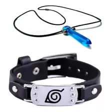 Colar Naruto Tsunade Azul Hokage Hashirama + Pulseira Folha