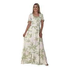 Vestido Longo Estampado Moda Comportada Evangélico 2023