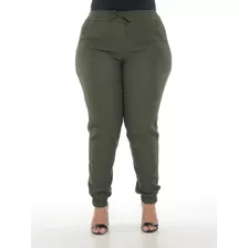 Calça Plus Size Feminina Lisa Bengaline Cós Alto G1 G2 G3