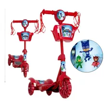 Patinete Infantil Menino Pj Masks Com 3 Rodinhas Luz E Som