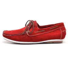 Mocassim Sider Gts De Amarrar Nobuck Vermelho