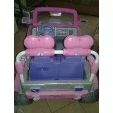 Carrito Eléctrico Jeep Para Niños Color Gris Y Rosa.