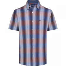 Camisa Country Masculina Wrangler Manga Curta Azul E Bordô