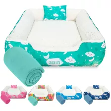 Caminha Pet 3pcs Cama Cachorro Gato 60x60 Média Sherpa Zíper