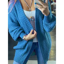 Casaco Kimono Blusa De Frio Femi Tricot Cardigã Inverno Moda