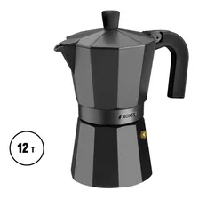 Cafetera Tipo Italiana Aluminio Vitro Noir Monix 12 Tazas