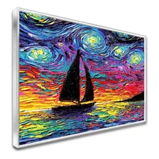 Quadro Ilustraçao Vang Gogh Barco C/moldura