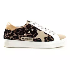 Tenis Color Beige Diseño Animal Print, Para Dama 101823