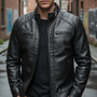 Casaco Couro Masculina Forrada Slim