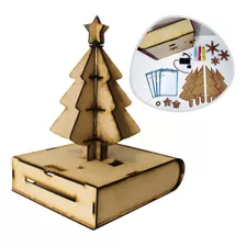 Caja Navideña: Arbol Luminoso Para Armar: Kit Piezas Madera