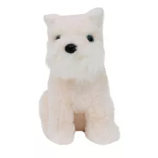 Cachorro Schnauzer De Pelúcia Branco 21 Cm Sentado Fofy Toys