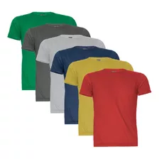 Kit 6 Camisetas Masculina Malha Fria Básica Lisa Gola Careca