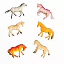 6 Cavalos De Borracha Miniatura Brinquedo Animal Infantil 