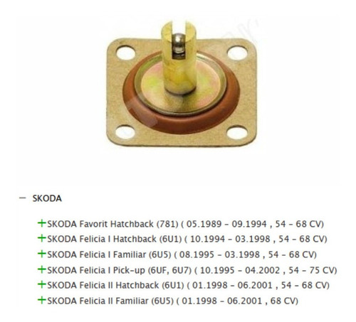 Diafragma Carburador Skoda Favorit-felicia 1.300 Foto 2