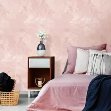 Papel De Parede Cimento Queimado Rosé 5m