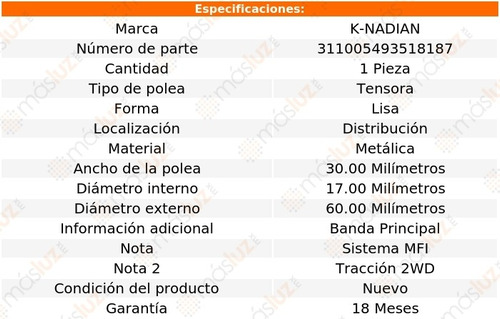 Polea Tensora Distribucion Truck L4 2.6l 88-92 K-nadian Foto 2