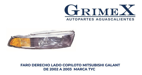 Faro Mitsubishi Galant 2002-02-2003-03 Tyc Ore Foto 9