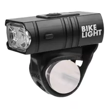 Luz Delantera Bicicleta Con Baliza Recargable Led Color Negro