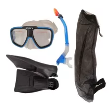 Equipo De Buceo Intex Adulto Visor Snorkel Aletas Bolsa