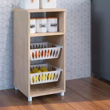 Mueble Cocina Microondas Multiuso 2 Canastos Blanco Frutero