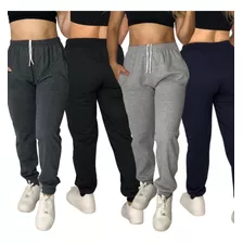 Kit 4 Calça Moletom Femenina Jogger Flanelada Inverno Frio