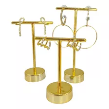 Trio Expositor Brinco Metal - Dourado - P M G - 2 Furos